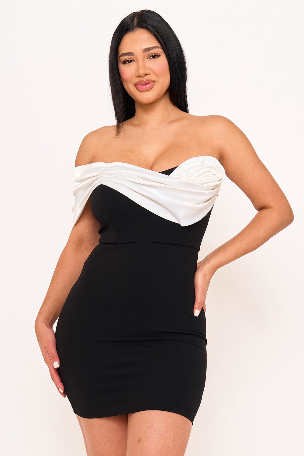 SD1885JP - SATIN ROSE OFF THE SHOULDER MINI DRESS - Image 23