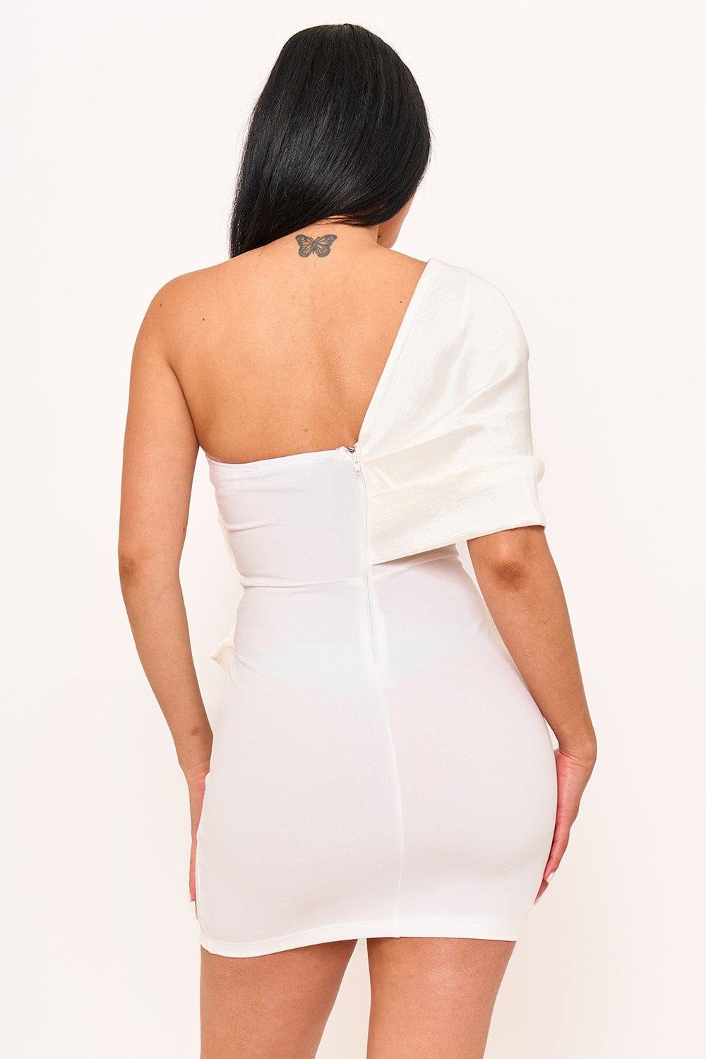 SD1930JP - ONE SHOULDER TWIST TIE DETAIL FRONT MINI DRESS - Image 5