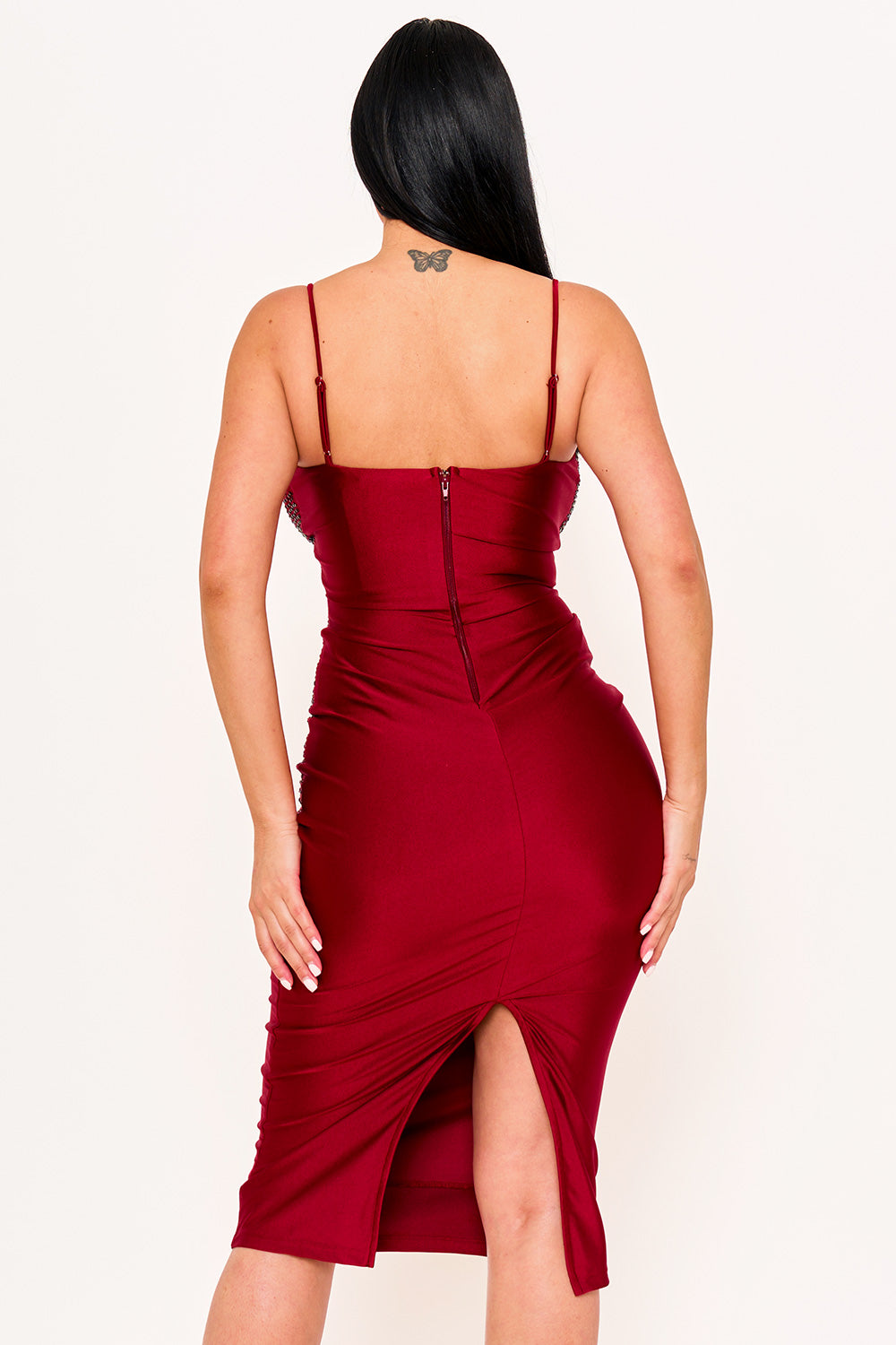 SD1982HP - RHINESTONE DETAIL ON SATIN MIDI SLIP DRESS - Image 9