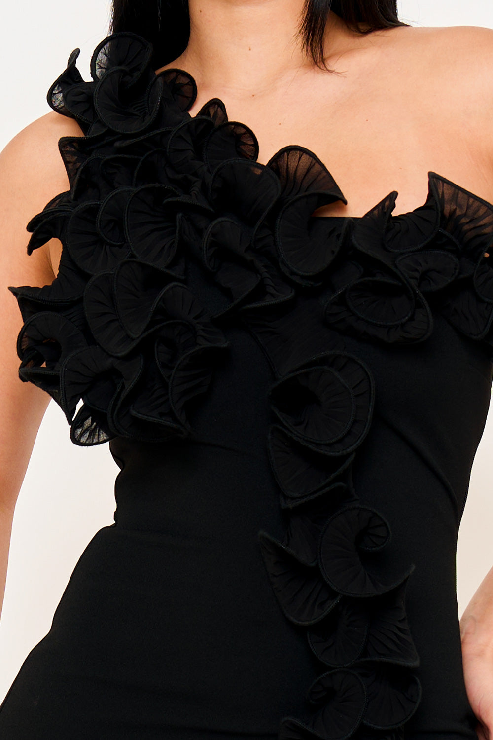 SD1984HP - PLEATED RUFFLE ONE SHOULDER MINI DRESS - Image 11