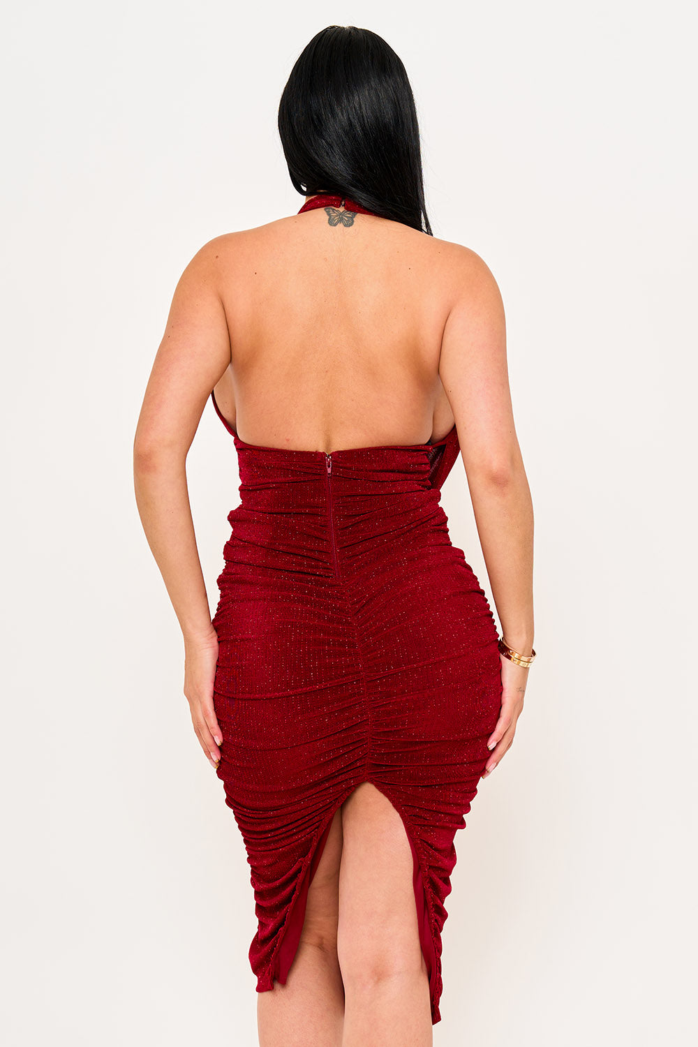 SD2034JP - GLITTER HALTER NECK MIDI DRESS - Image 4