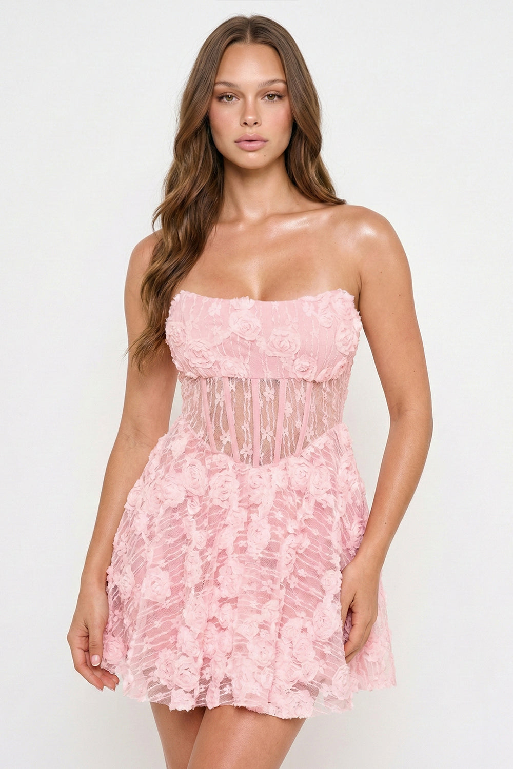SD2160SP - FLOWER LACE FLARE MINI DRESS - Image 14