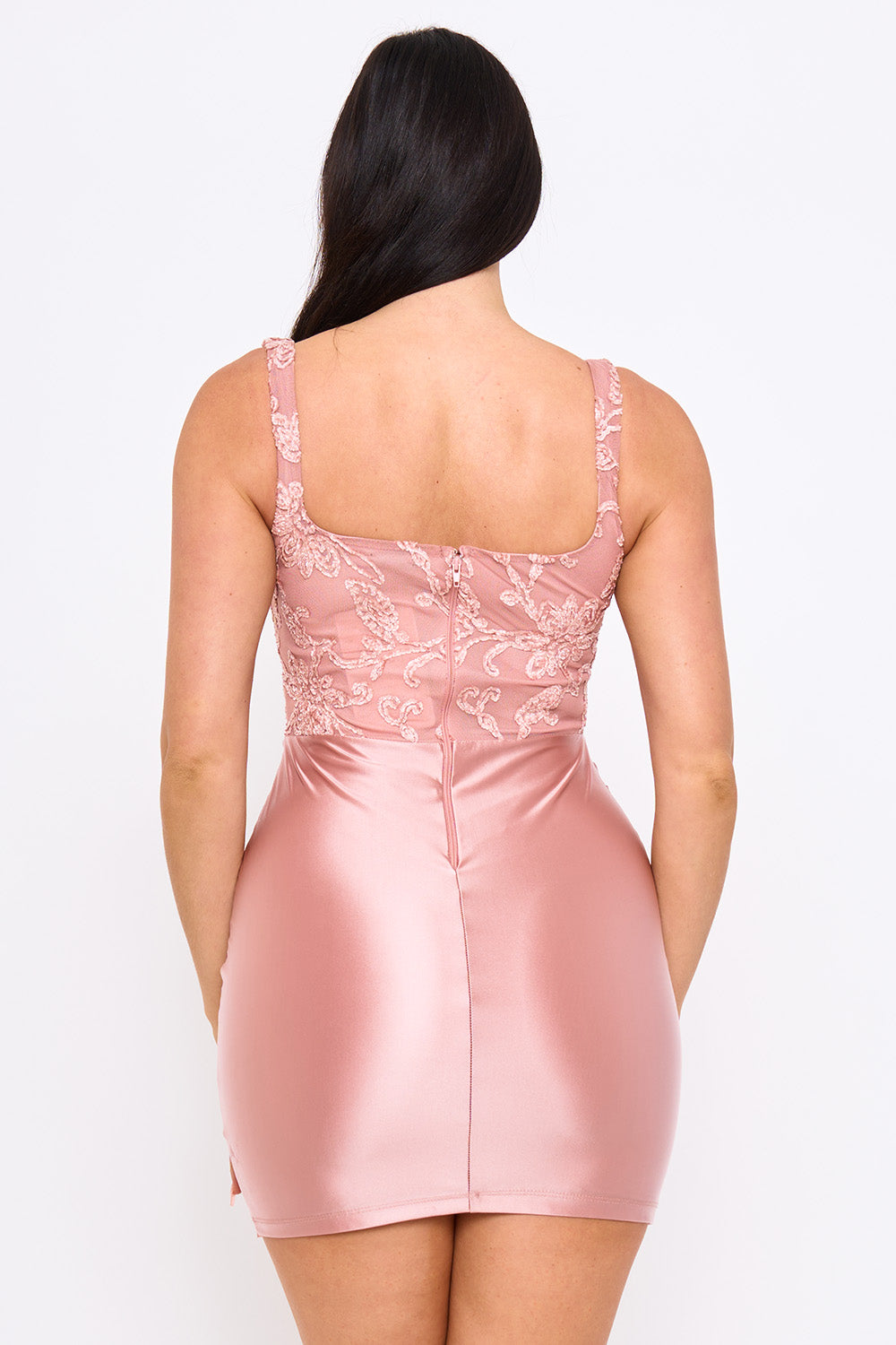SD2225SP - FLORAL PATTERNED CORSET TOP SATIN MINI DRESS - Image 6