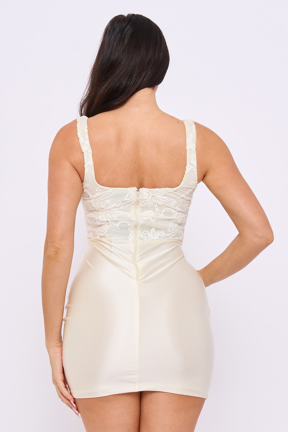 SD2225SP - FLORAL PATTERNED CORSET TOP SATIN MINI DRESS - Image 10