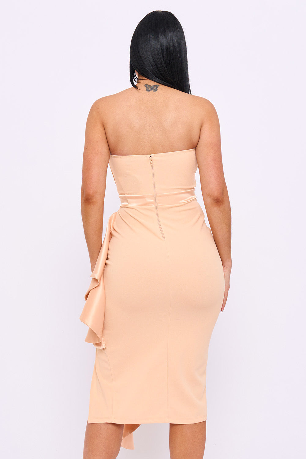 SD2255JP - SATIN PLEATED FABRIC CONTRAST MIDI DRESS - Image 10