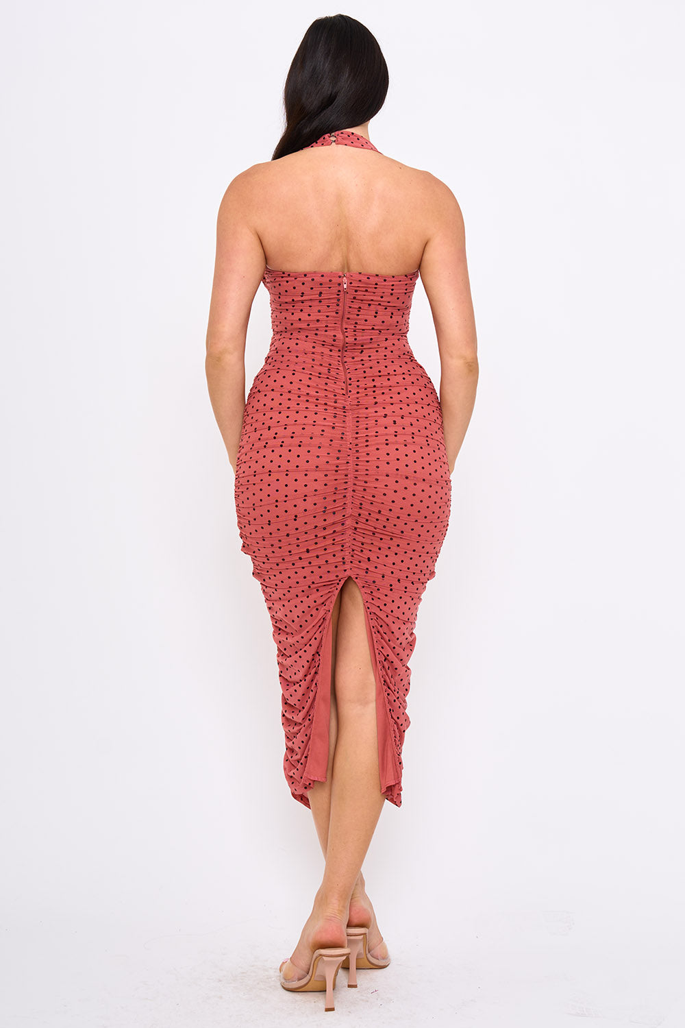 SD2268JP - POLKA DOT HALTER NECK MIDI DRESS - Image 7