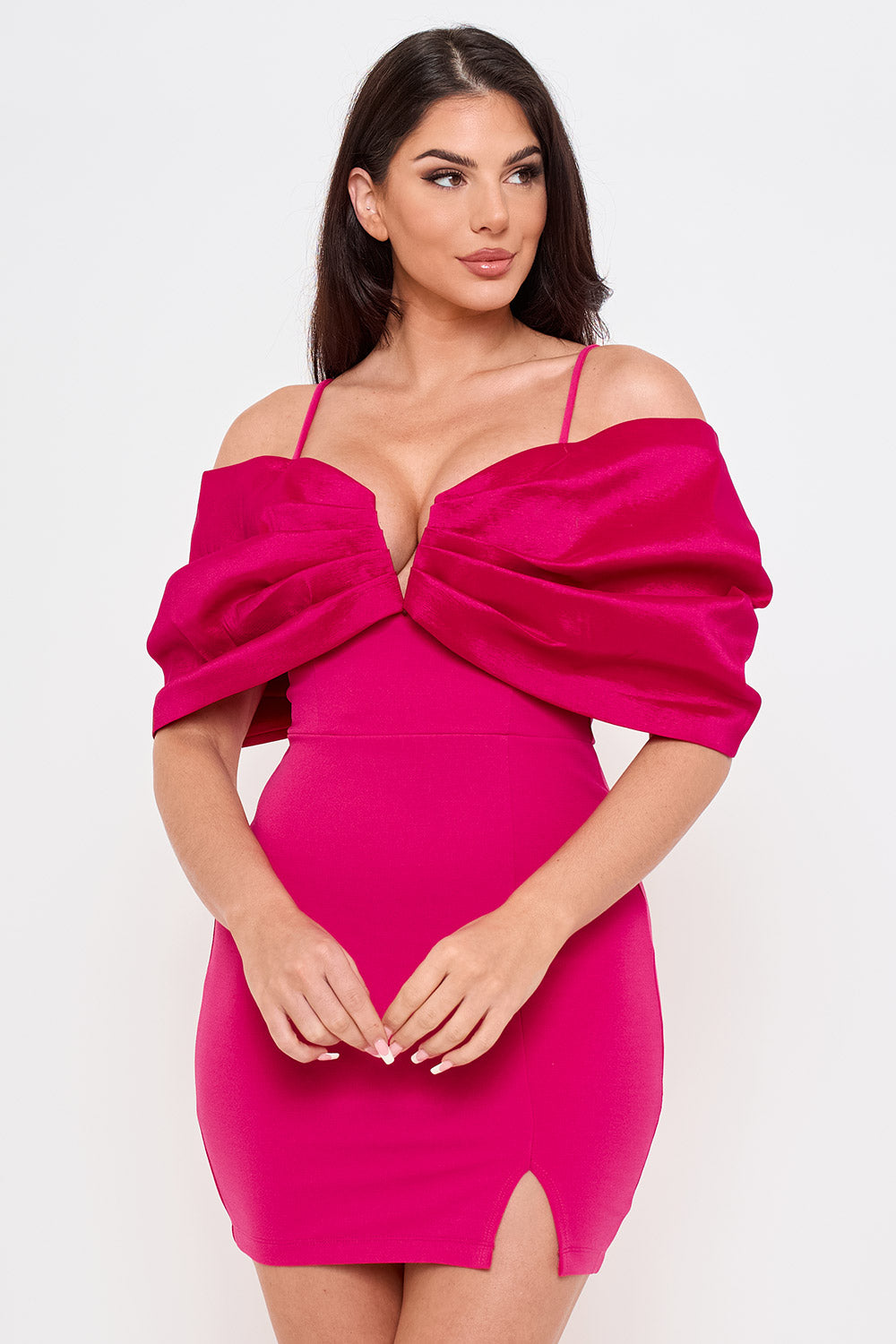 SD2277HP - OVERSIZED SATIN BOW OFF THE SHOULDER MINI DRESS - Image 3
