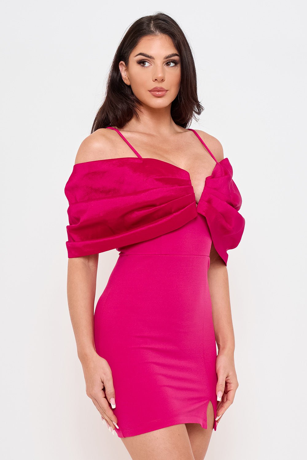 SD2277HP - OVERSIZED SATIN BOW OFF THE SHOULDER MINI DRESS - Image 10