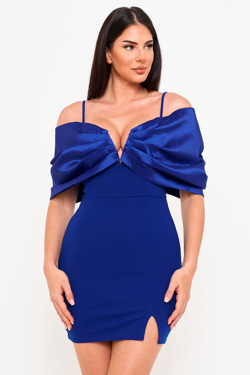 SD2277HP - OVERSIZED SATIN BOW OFF THE SHOULDER MINI DRESS - Image 6