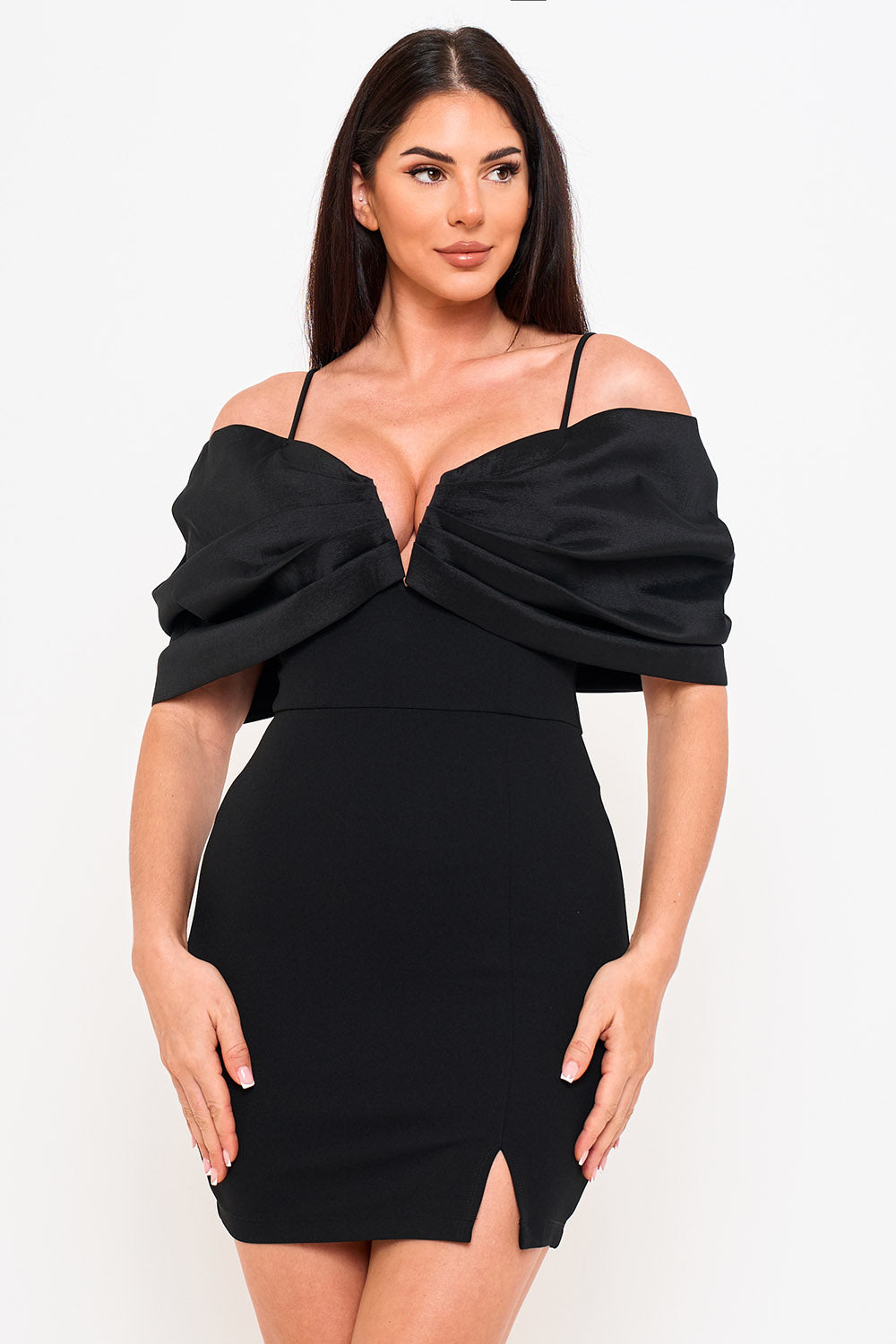 SD2277HP - OVERSIZED SATIN BOW OFF THE SHOULDER MINI DRESS - Image 4