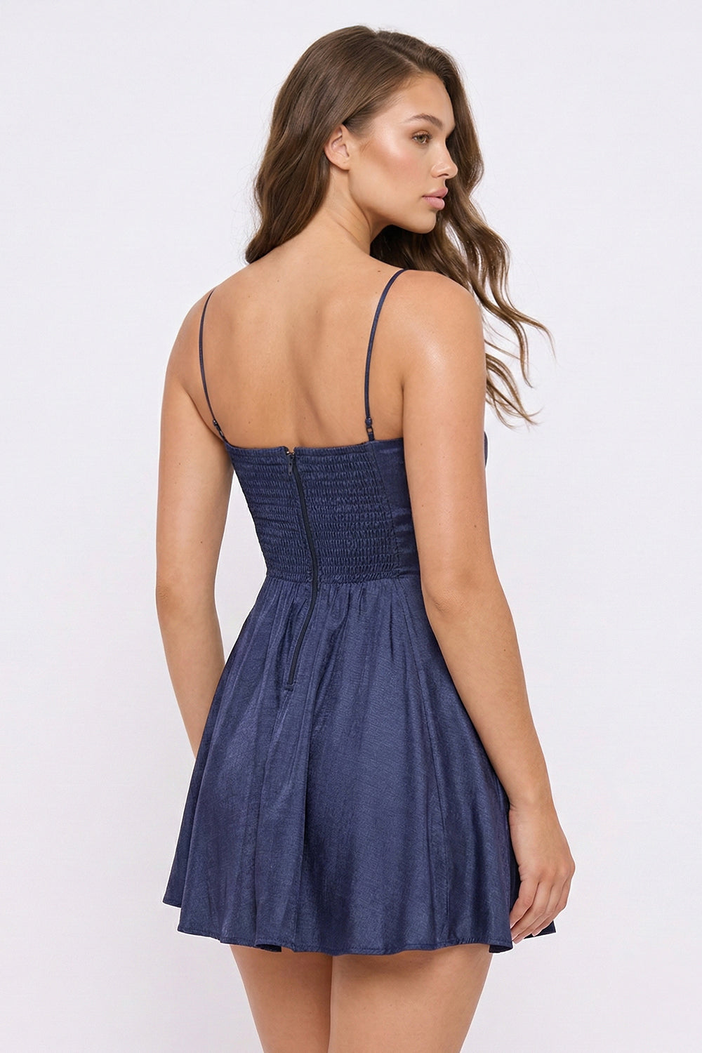 SD2327HM - RUCHED SWEETHEART DENIM MINI DRESS - Image 10