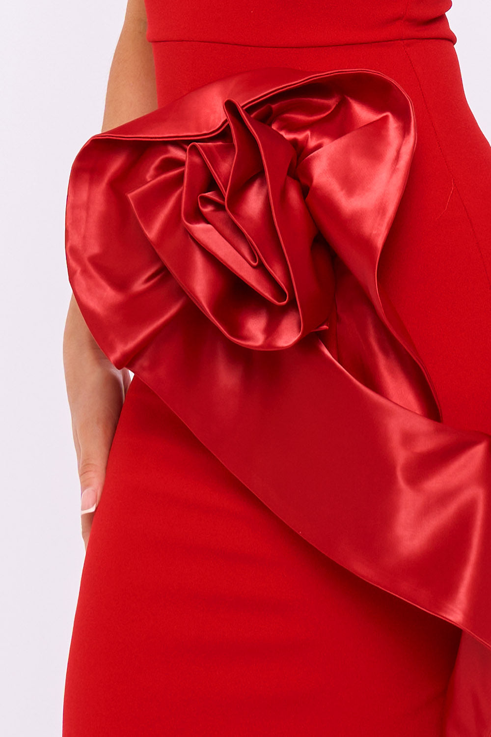 SD2378JP - SATIN FABRIC FLOWER ON THE SIDE MIDI DRESS - Image 11