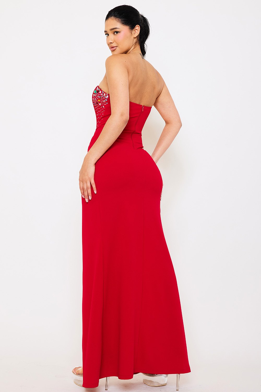 SDM1032JP - MULTI COLOR RHINESTONE WIRED BUSTIER MAXI DRESS - Image 10