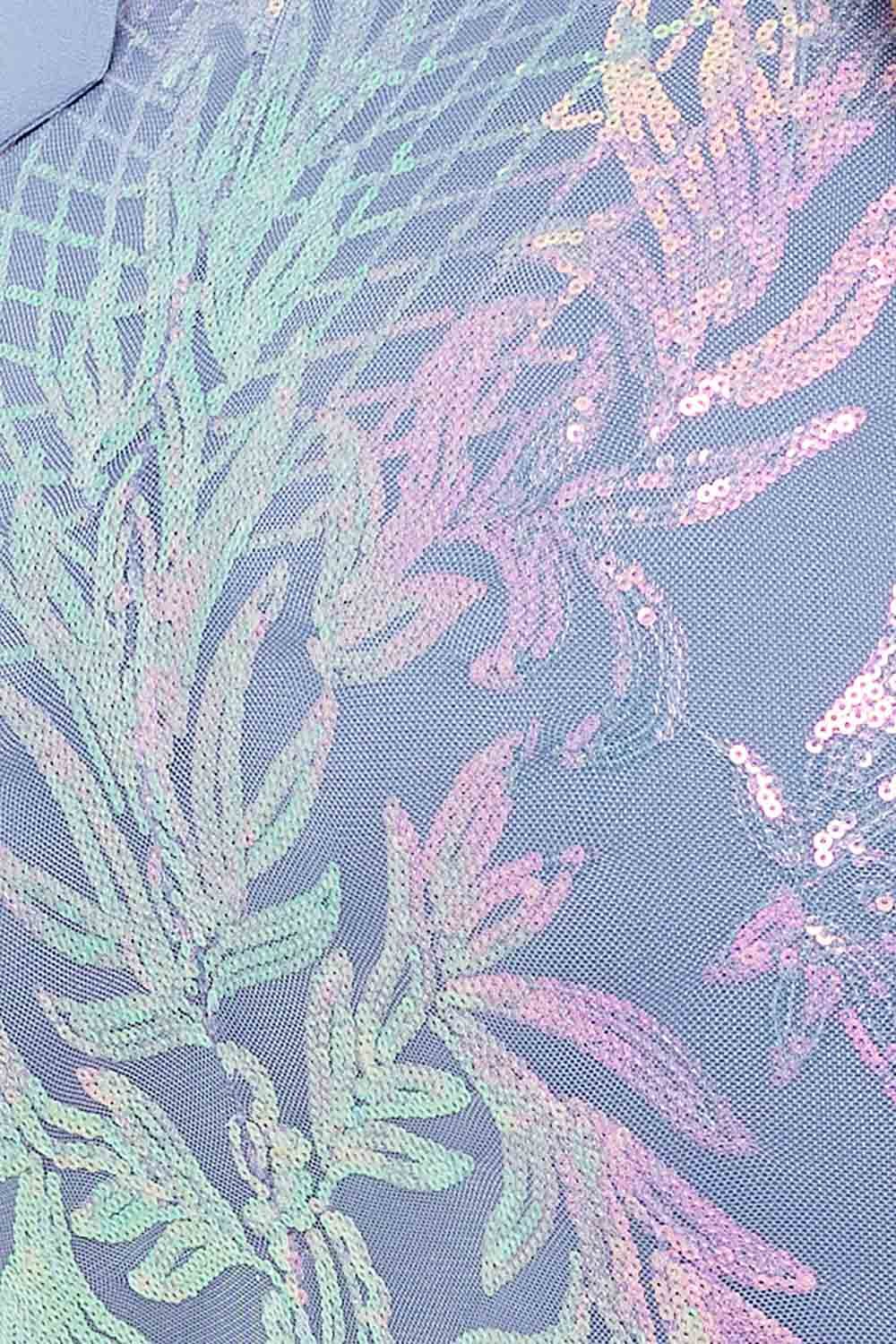 SDM1323SPB - FLORAL PATTERNED SEQIN MESH MERMAID MAXI DRESS - Image 8