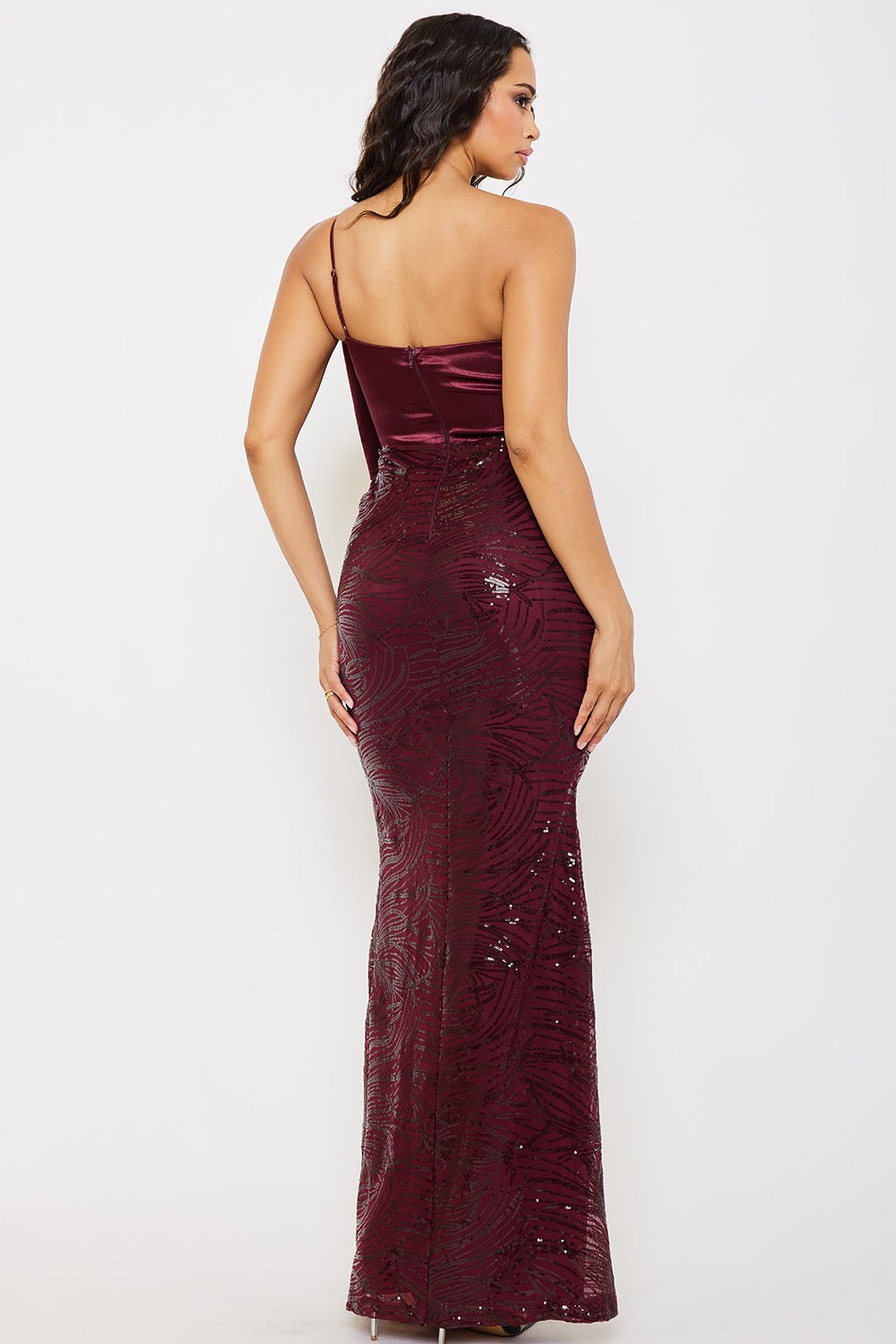 SDM1326JP - SATIN WITH PATTERNED SEQUIN BODY MAXI DRESS - Image 10