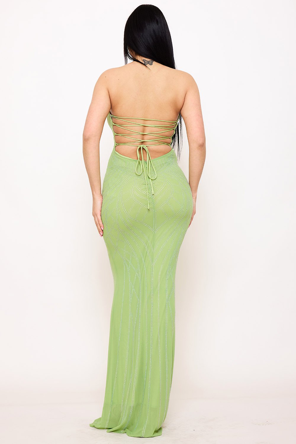 SDM1528SP - PATTERNED RHINESTONE MAXI DRESS - Image 6