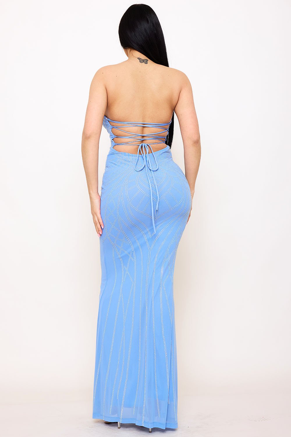 SDM1528SP - PATTERNED RHINESTONE MAXI DRESS - Image 10