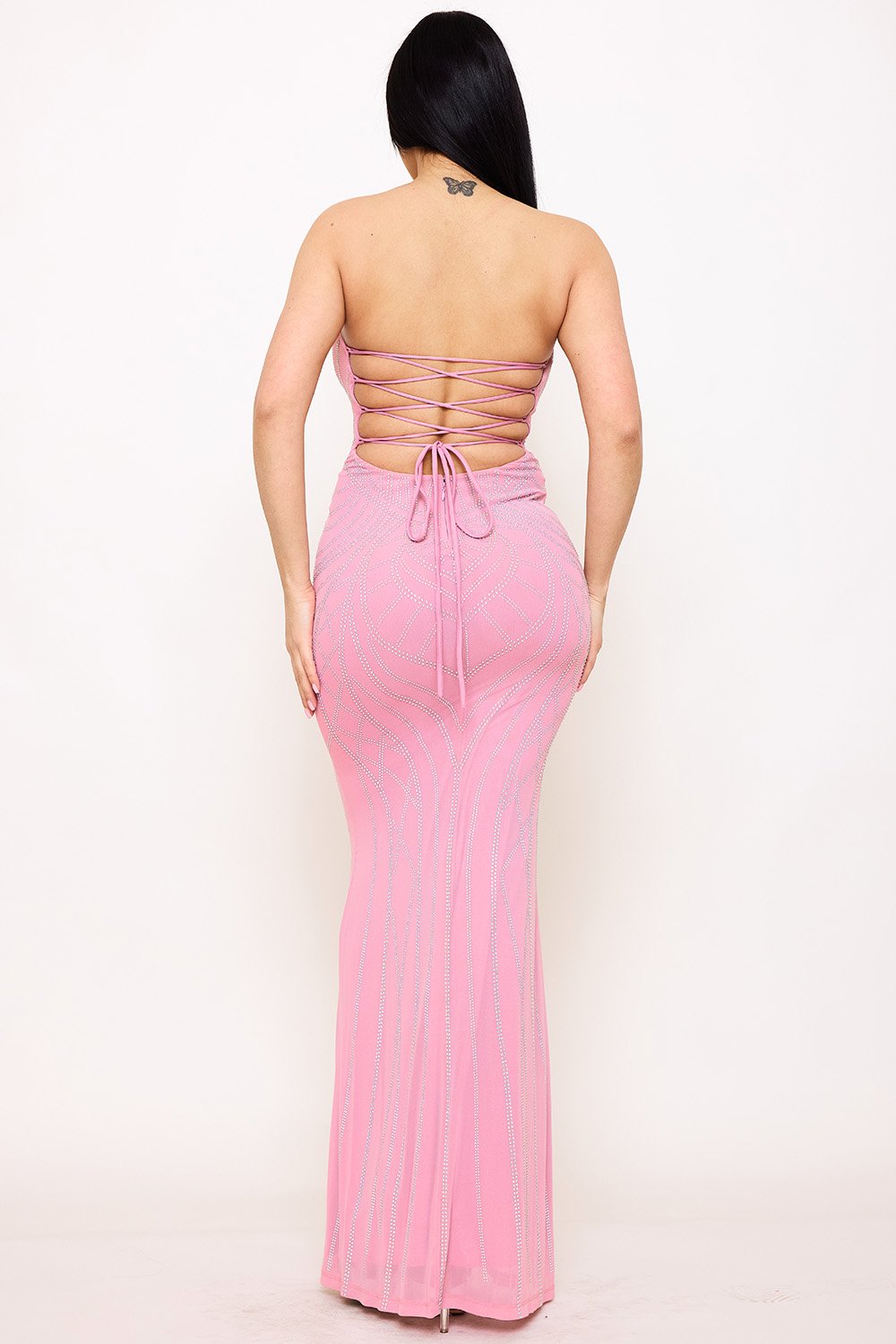 SDM1528SP - PATTERNED RHINESTONE MAXI DRESS - Image 12