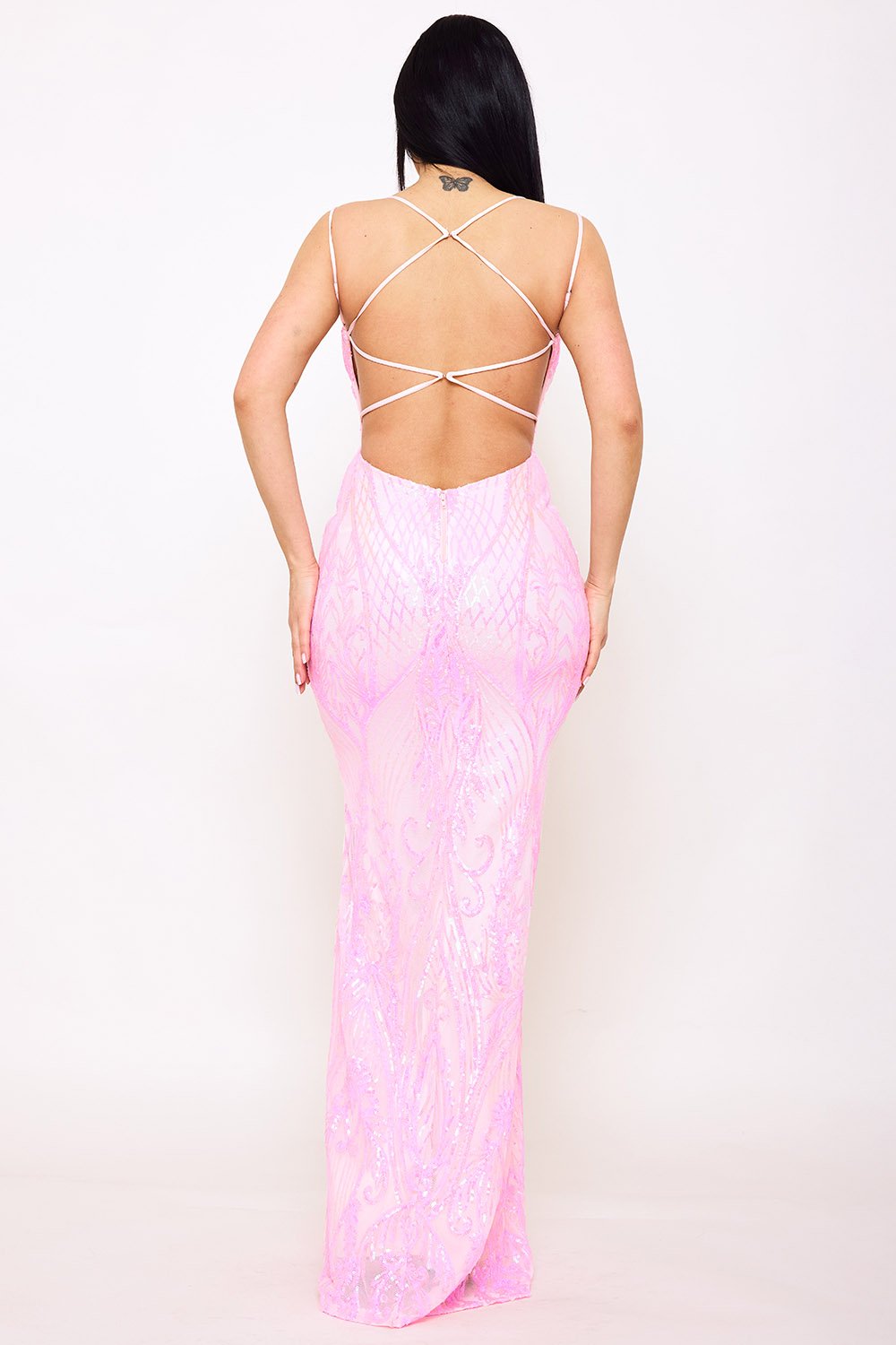 SDM1539JP - SCROLL PATTERED ON MESH FABRIC MAXI DRESS - Image 15