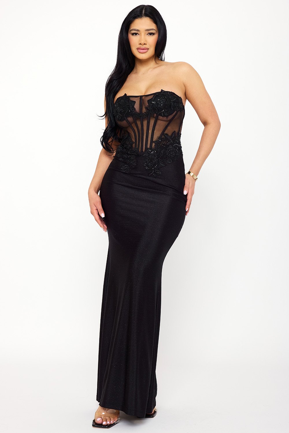 SDM1578JP - GLITTER SHAKIRA RIB LACE DETAILED MAXI DRESS - Image 14
