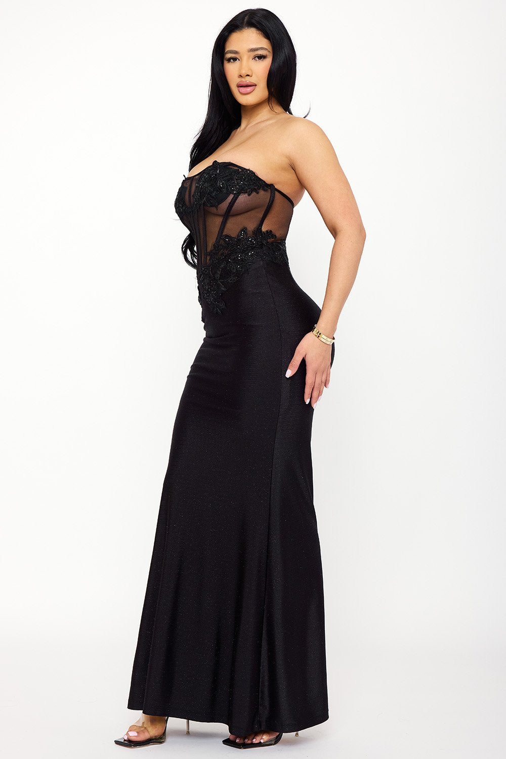 SDM1578JP - GLITTER SHAKIRA RIB LACE DETAILED MAXI DRESS - Image 12