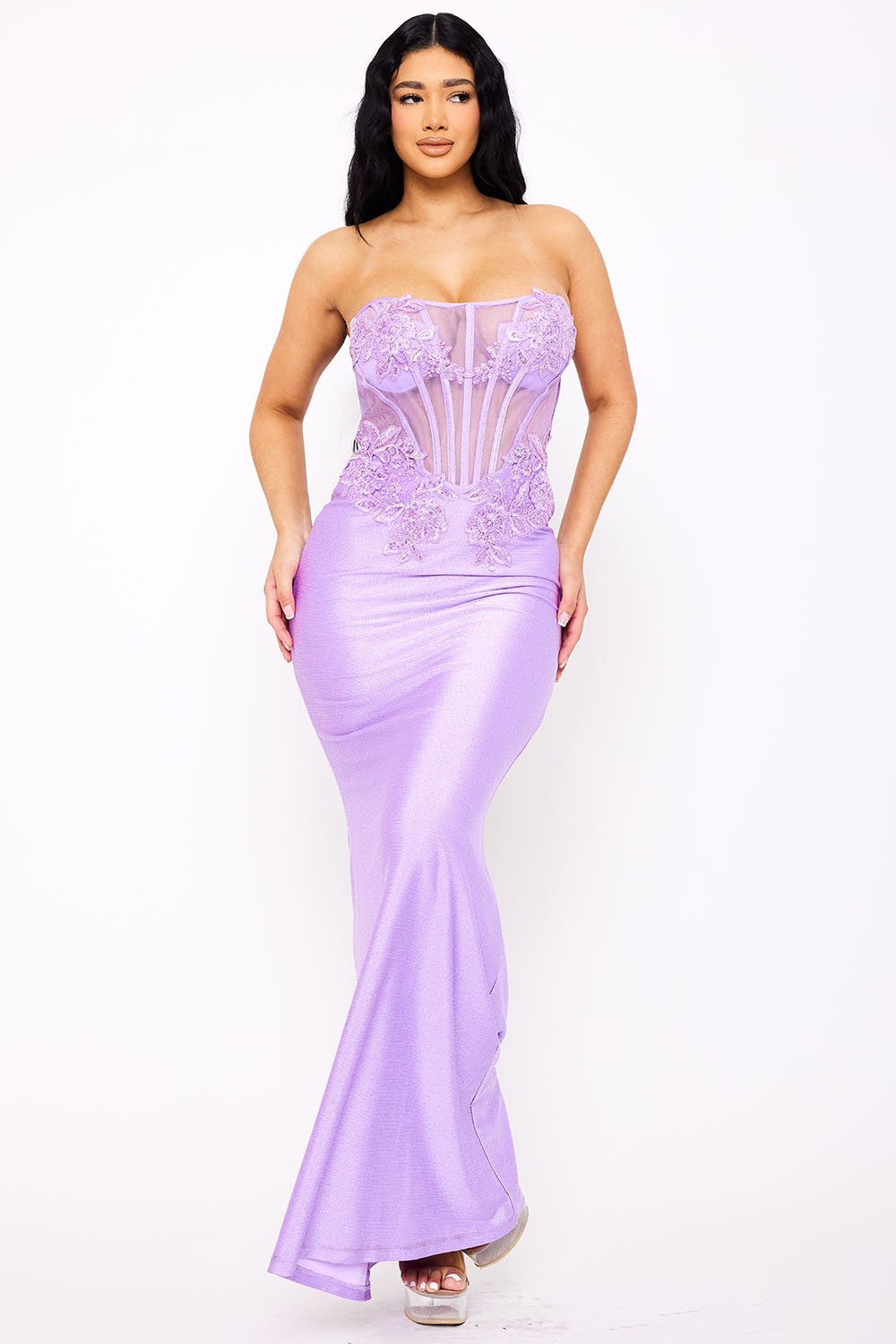 SDM1578JP - GLITTER SHAKIRA RIB LACE DETAILED MAXI DRESS - Image 2