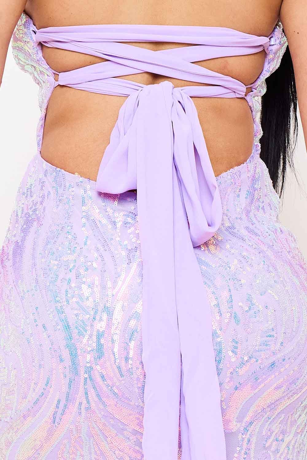 SDM1601SP - PATTERNED SEQUIN MERMAID HALTER TOP MAXI DRESS - Image 12