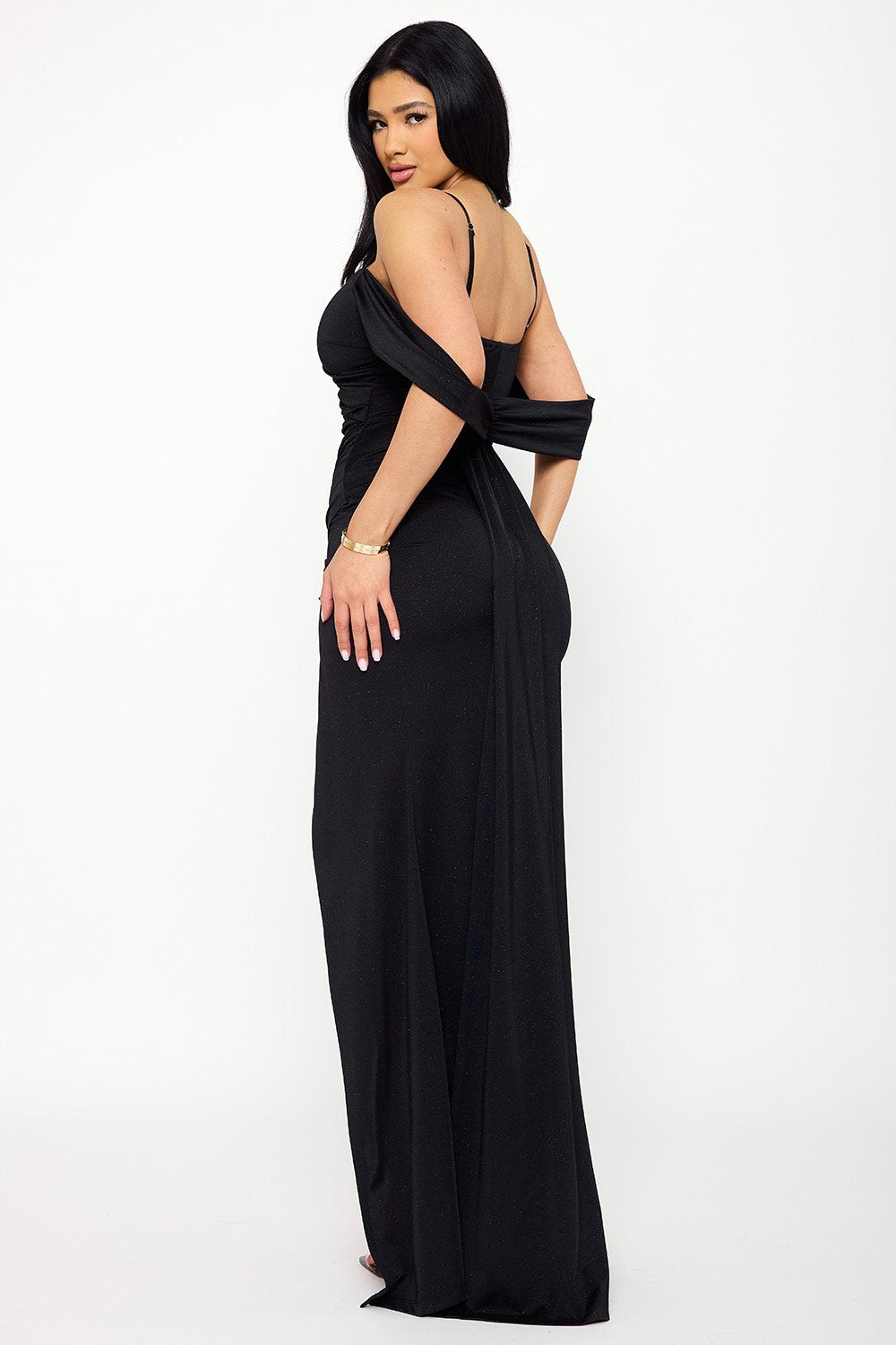 SDM1636JP - GLITTER ON SILKY SATIN FABRIC MAXI DRESS - Image 14