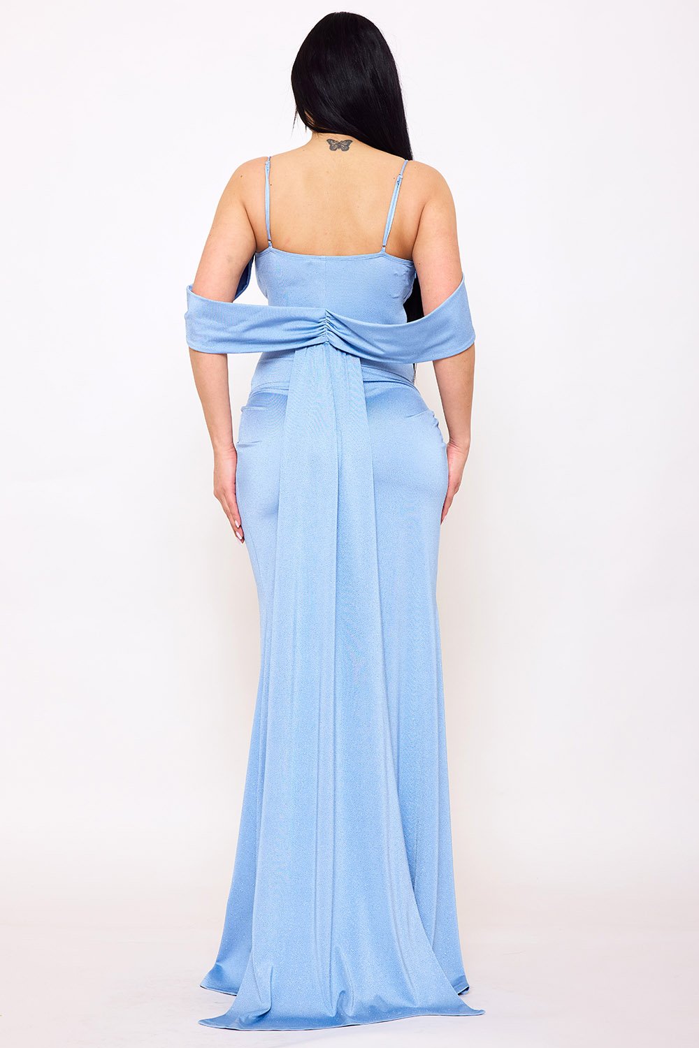 SDM1636JP - GLITTER ON SILKY SATIN FABRIC MAXI DRESS - Image 12