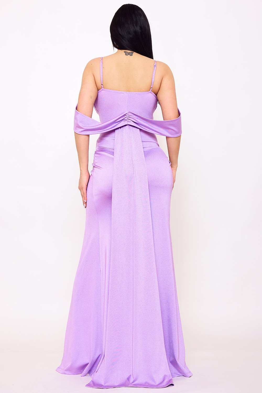 SDM1636JP - GLITTER ON SILKY SATIN FABRIC MAXI DRESS - Image 6