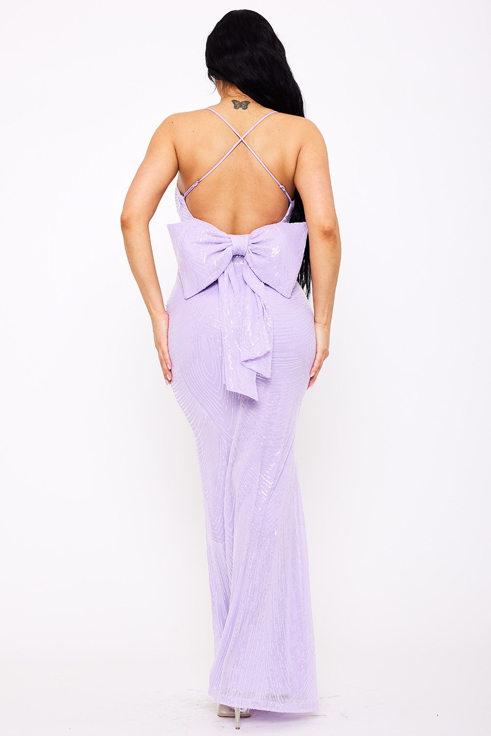 SDM1692JP - LARGE BOW BACK ON SEQUIN MAXI DRESS - Image 4