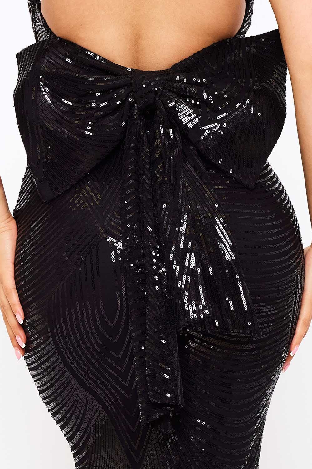 SDM1692JP - LARGE BOW BACK ON SEQUIN MAXI DRESS - Image 15