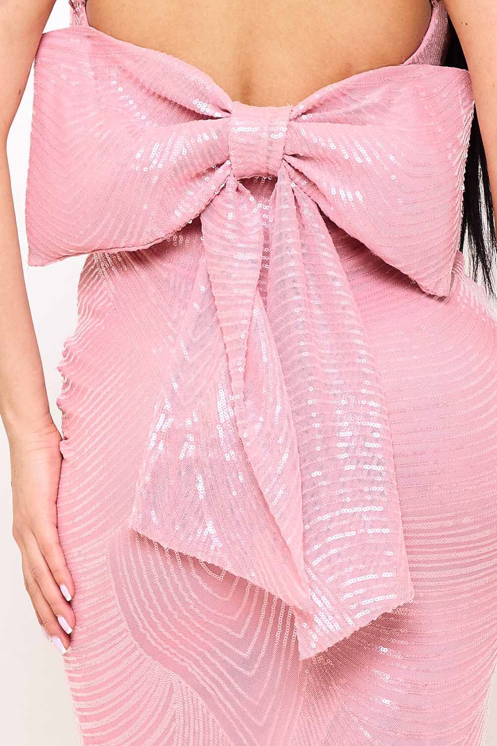 SDM1692JP - LARGE BOW BACK ON SEQUIN MAXI DRESS - Image 10