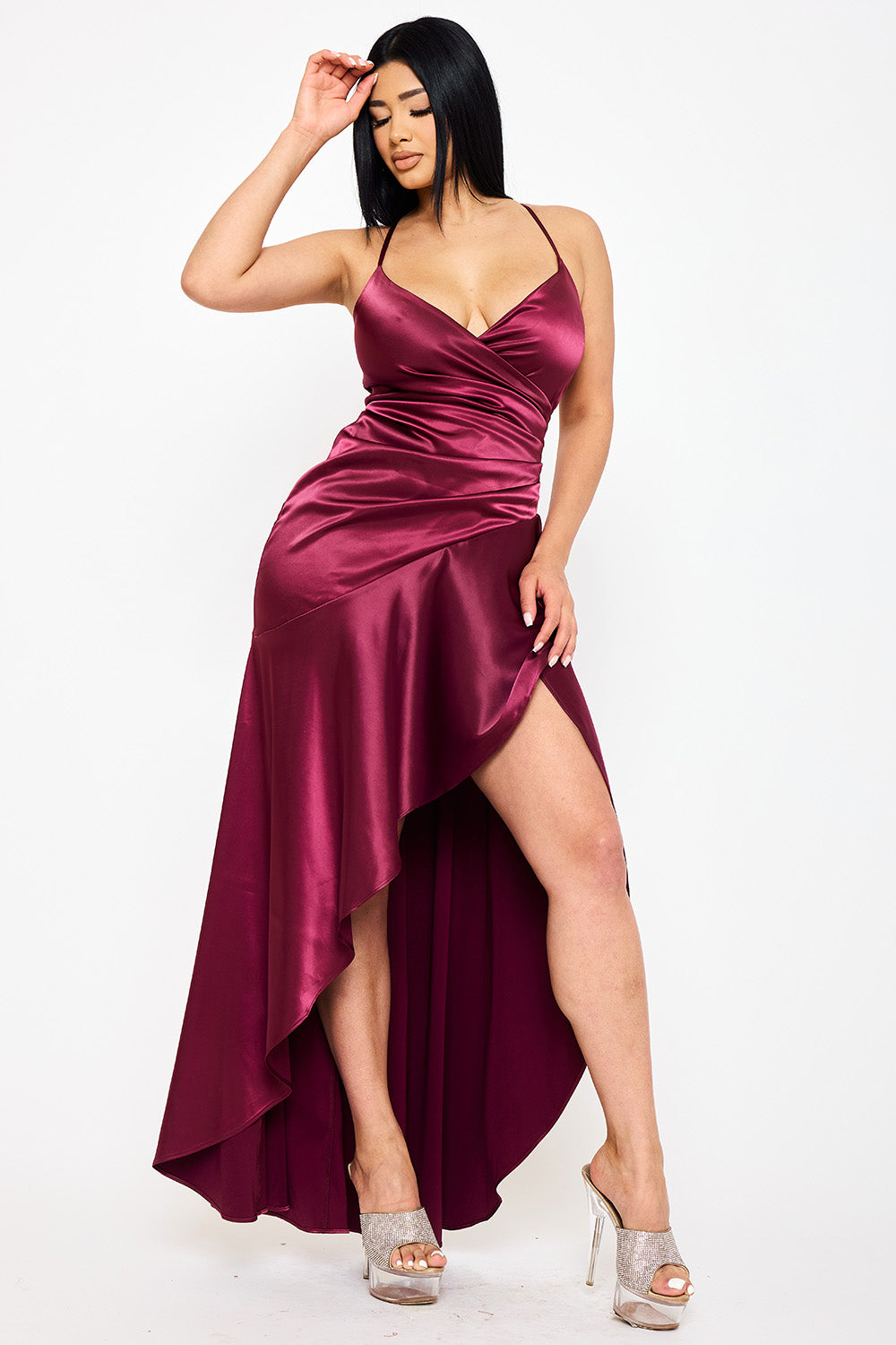 SDM1785JP - SATIN SUPLICE RUFFLE HI-LOW MAXI DRESS - Image 13