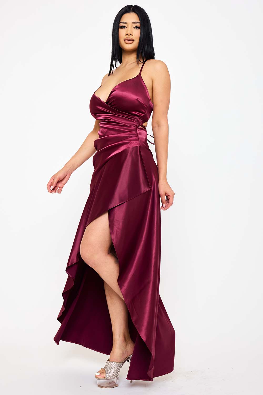 SDM1785JP - SATIN SUPLICE RUFFLE HI-LOW MAXI DRESS - Image 15