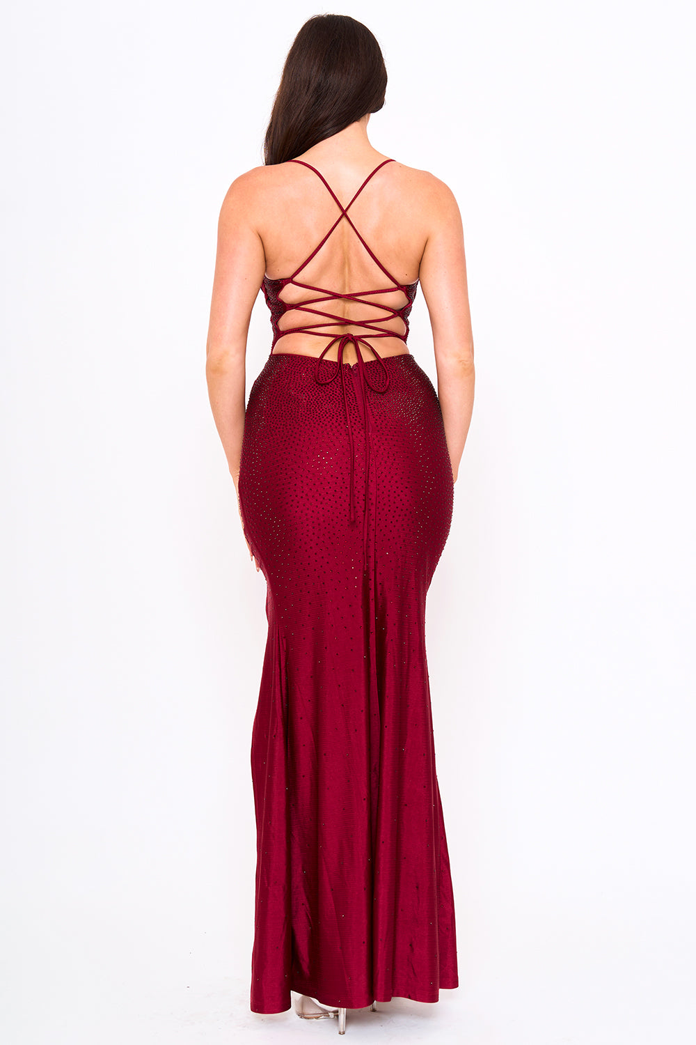 SDM1790JP - RHINESTONE ON SHAKIRA RIB MERMAID MAXI DRESS - Image 9