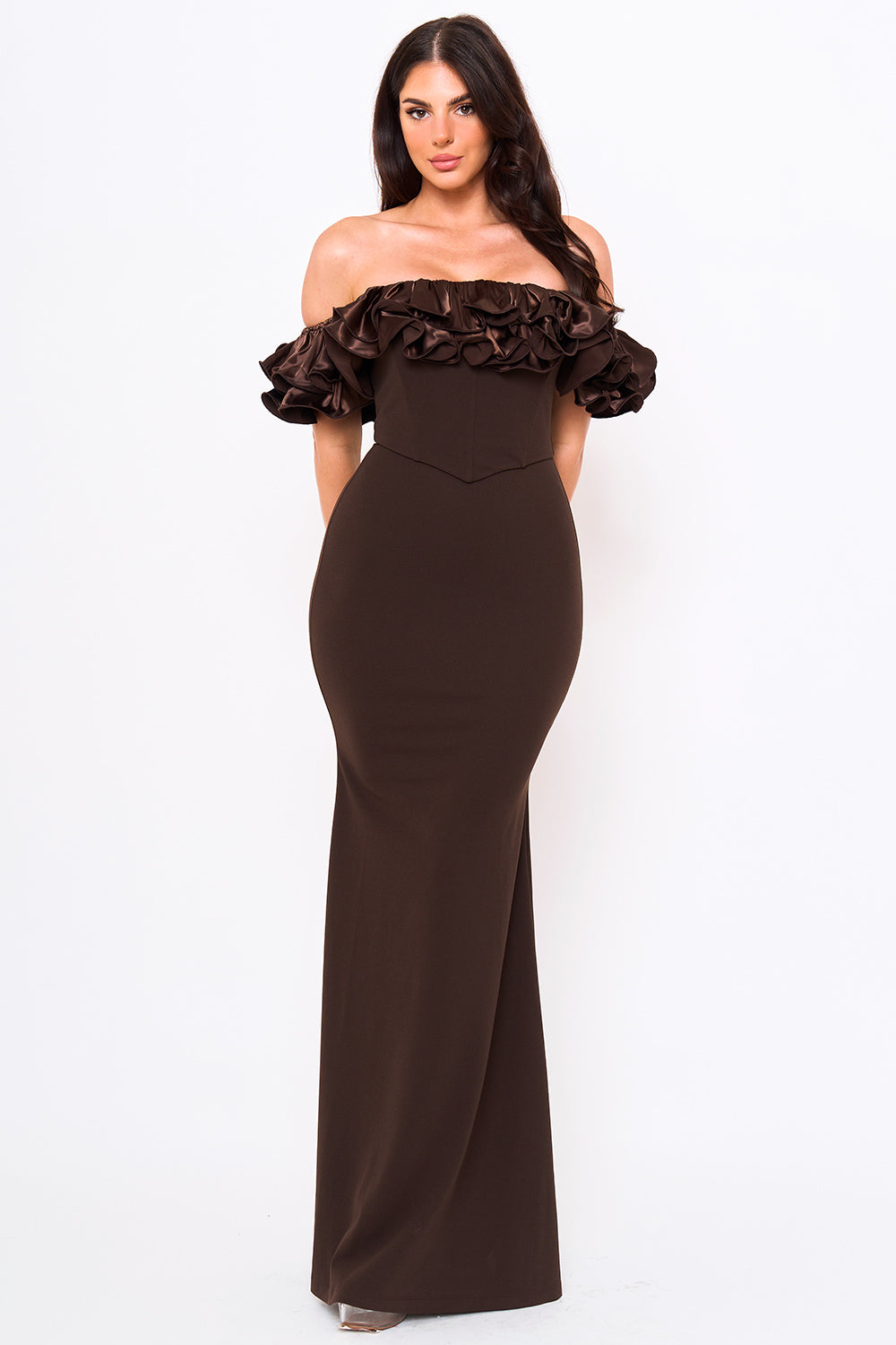 SDM1792JP - RUFFLE OFF THE SHOULDER MAXI DRESS - Image 7