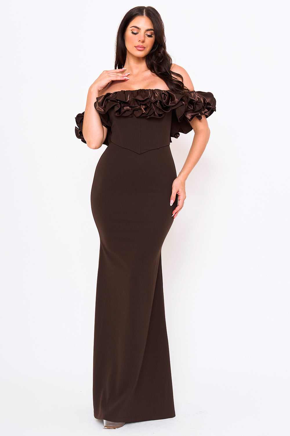 SDM1792JP - RUFFLE OFF THE SHOULDER MAXI DRESS - Image 4