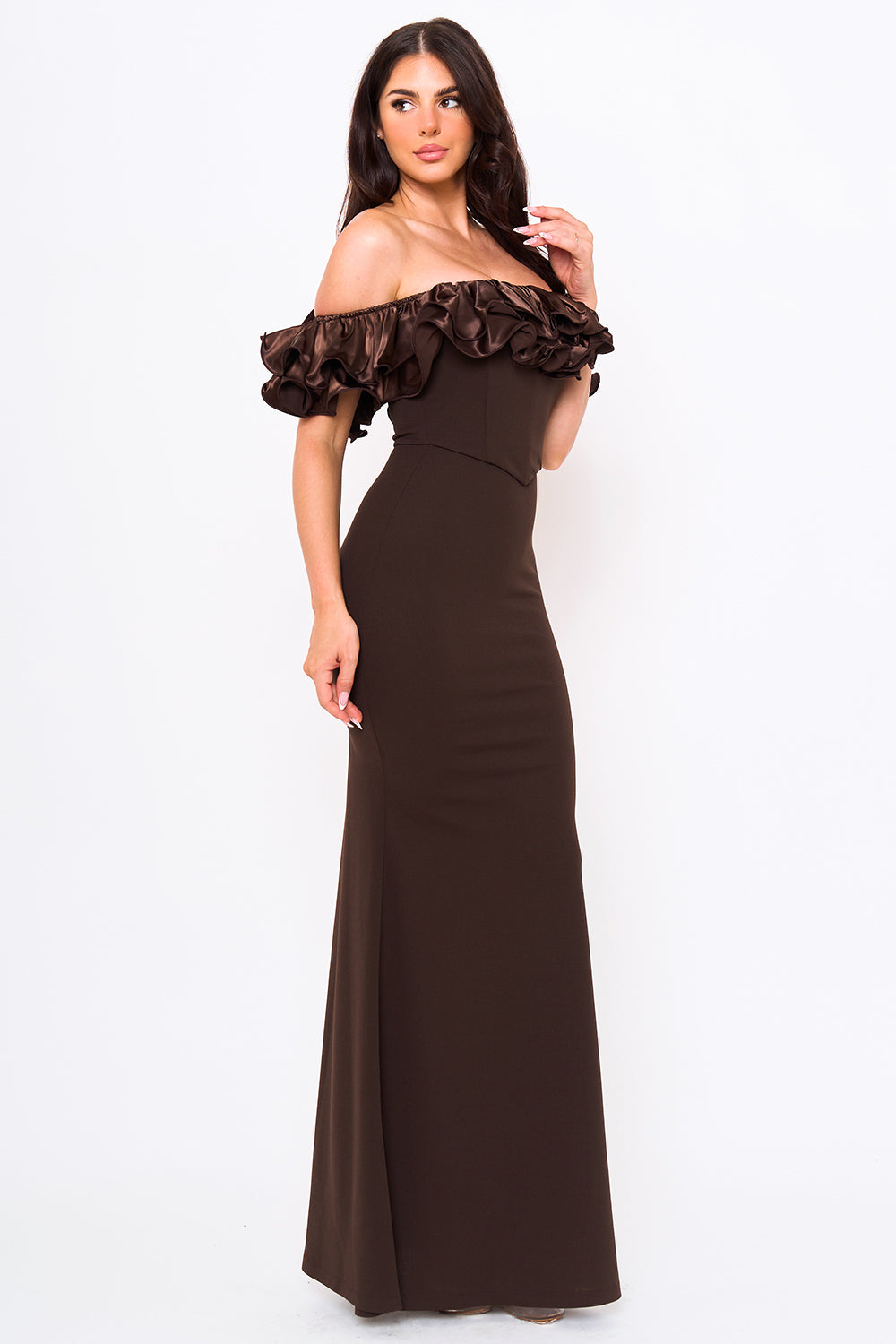 SDM1792JP - RUFFLE OFF THE SHOULDER MAXI DRESS - Image 5