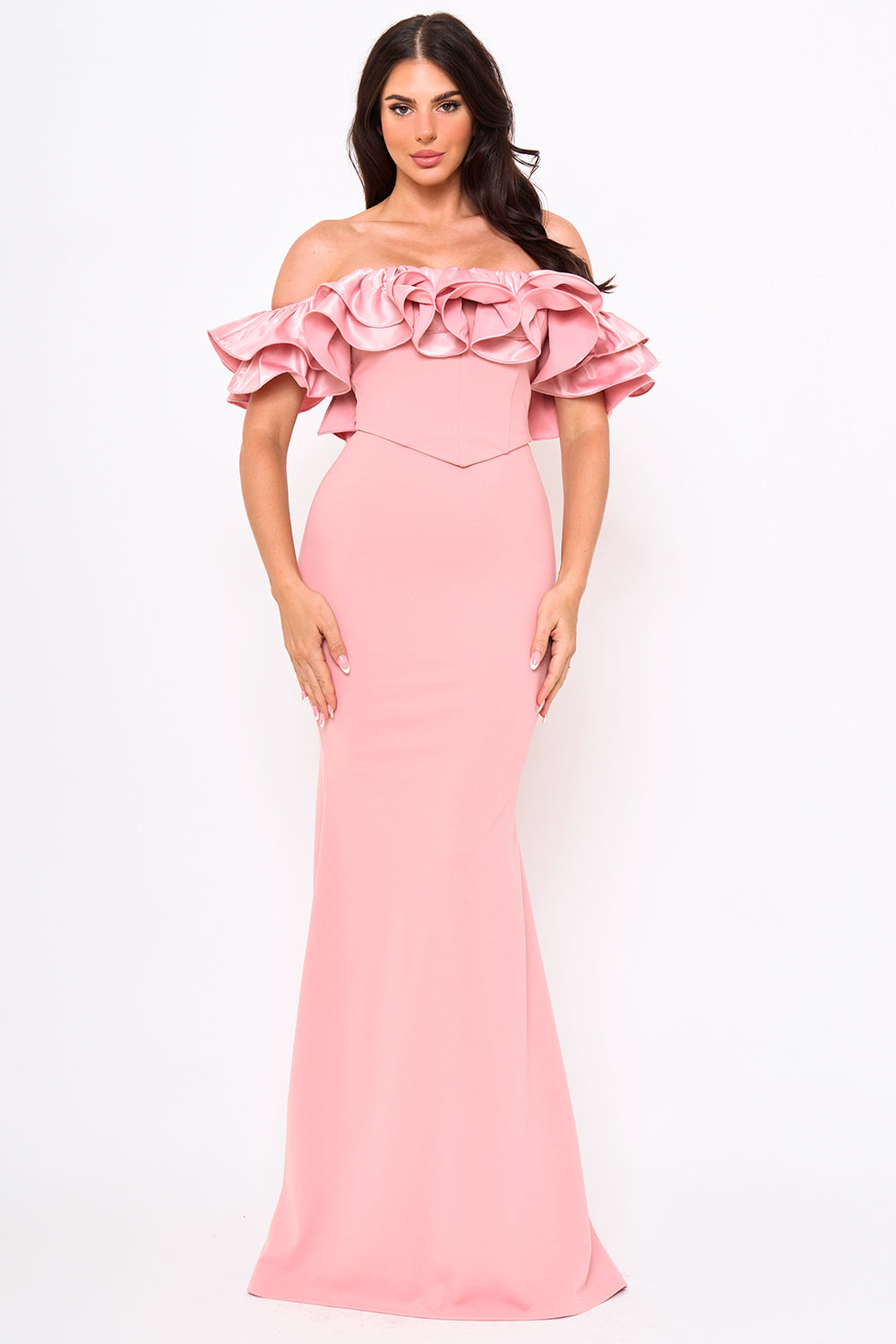 SDM1792JP - RUFFLE OFF THE SHOULDER MAXI DRESS - Image 3