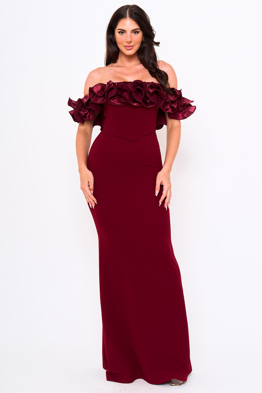 SDM1792JP - RUFFLE OFF THE SHOULDER MAXI DRESS - Image 9