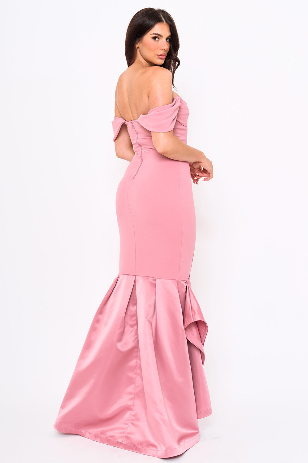 SDM1827JP - SATIN CONTRAST BOTTOM MERMAID MAXI DRESS - Image 4