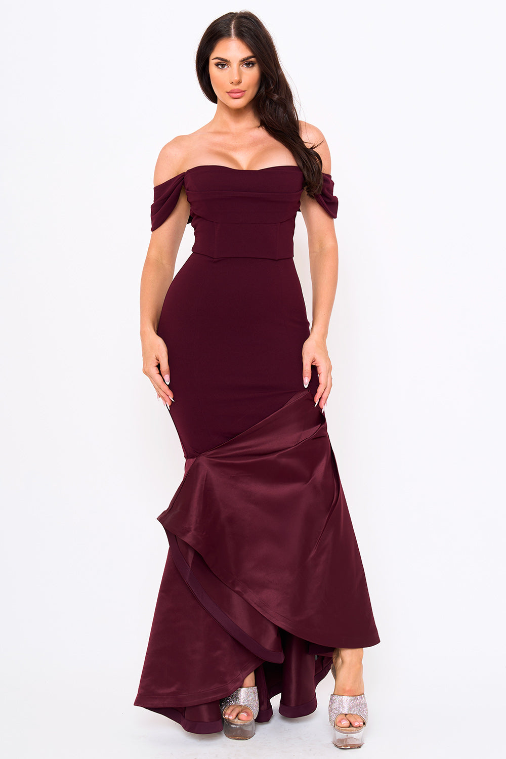 SDM1827JP - SATIN CONTRAST BOTTOM MERMAID MAXI DRESS - Image 14