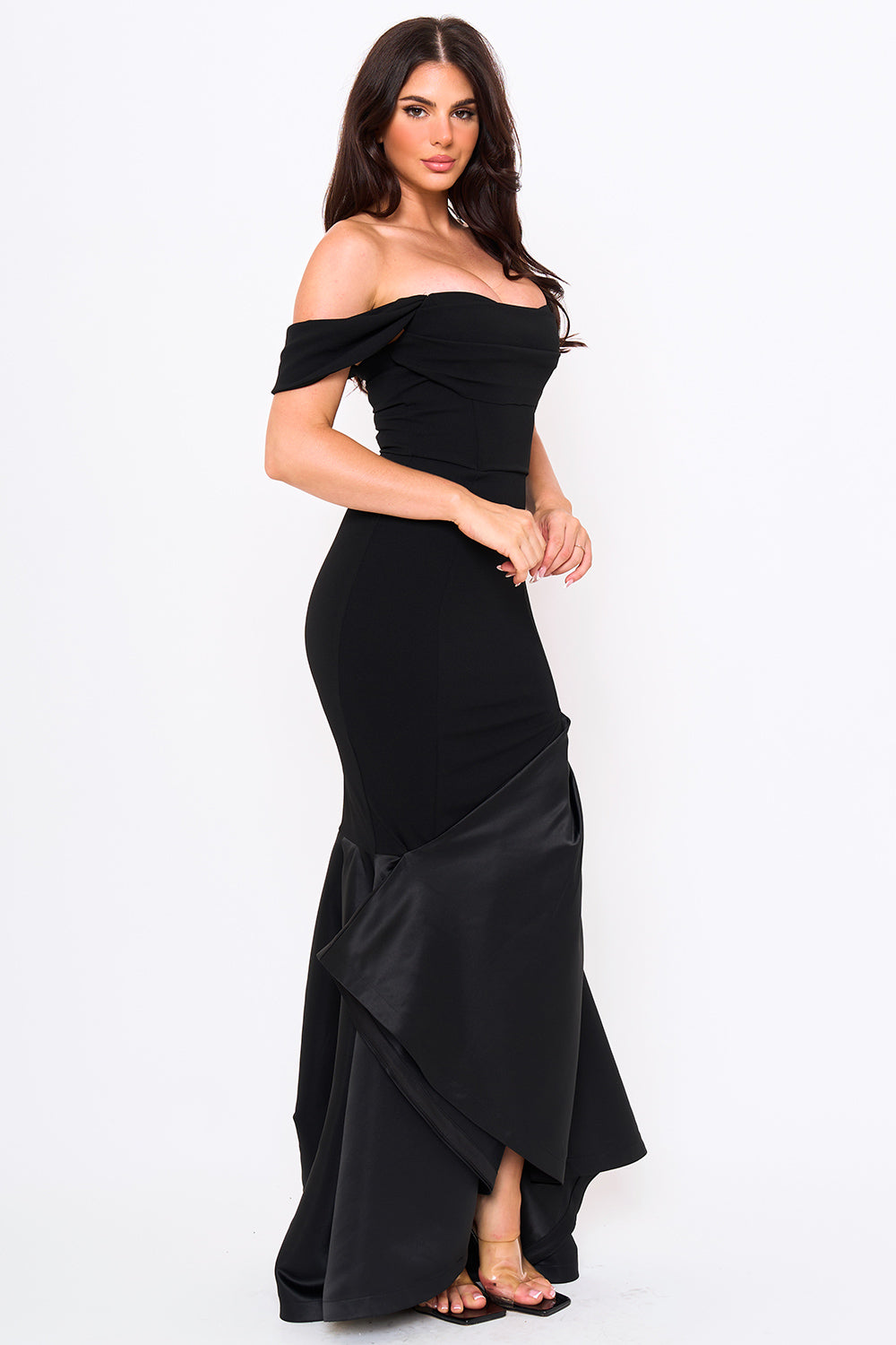 SDM1827JP - SATIN CONTRAST BOTTOM MERMAID MAXI DRESS - Image 9