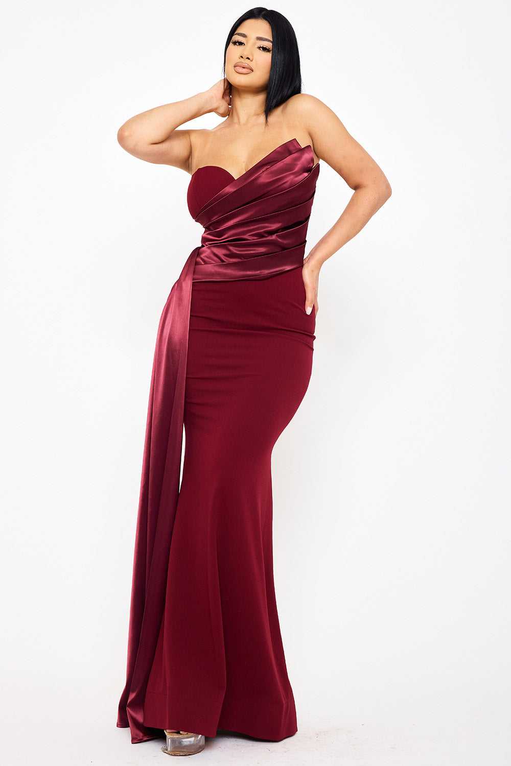 SDM1838JP - SATIN CONTRAST TECHNO CREPE MERMAID MAXI DRESS - Image 6