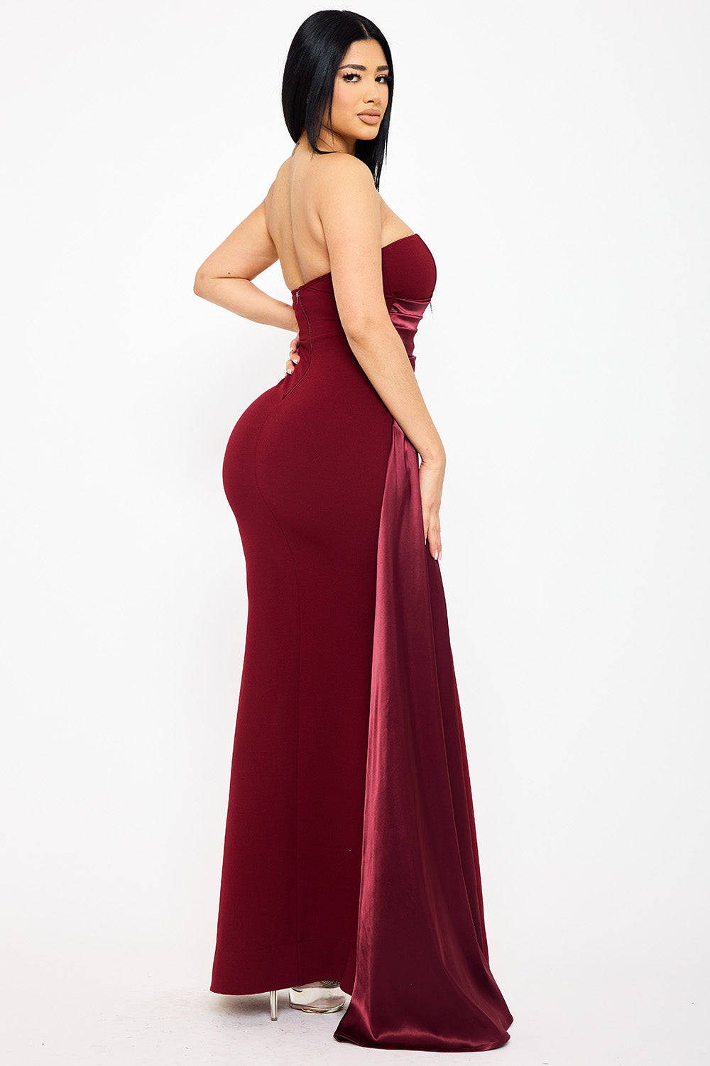 SDM1838JP - SATIN CONTRAST TECHNO CREPE MERMAID MAXI DRESS - Image 7