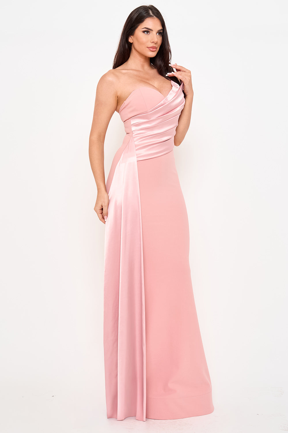 SDM1838JP - SATIN CONTRAST TECHNO CREPE MERMAID MAXI DRESS - Image 13