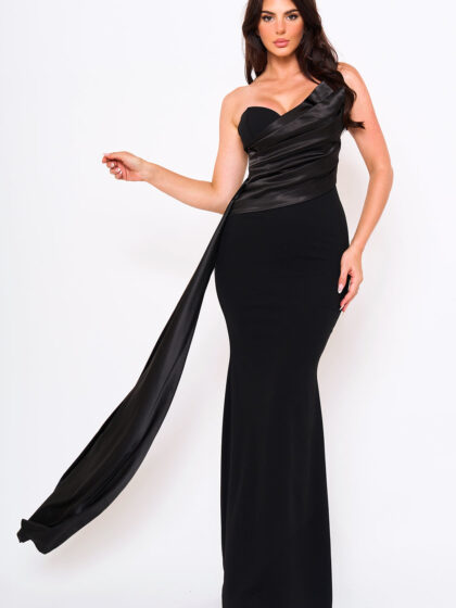 SDM1838JP - SATIN CONTRAST TECHNO CREPE MERMAID MAXI DRESS