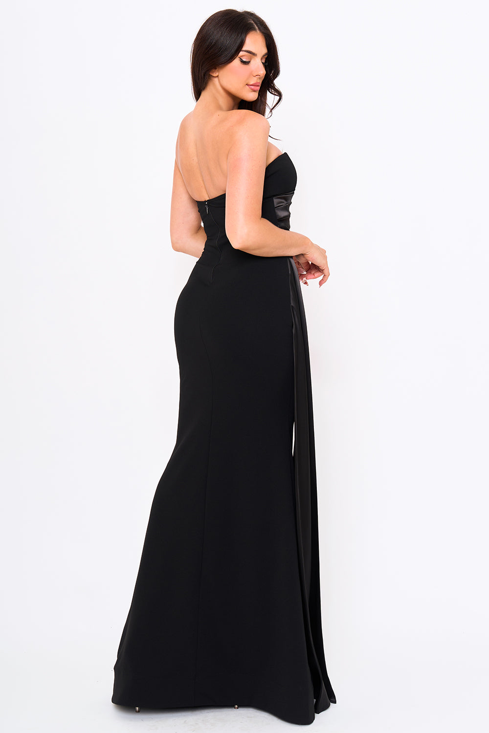 SDM1838JP - SATIN CONTRAST TECHNO CREPE MERMAID MAXI DRESS - Image 2