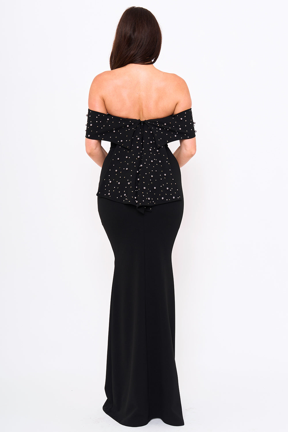 SDM1843JP - PEARL BEADED OFF SHOULDER MERMAID MAXI DRESS - Image 9